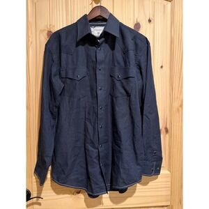Panhandle Rough Stock Mens Medium Black Geometric Diamond Western Snap Shirt L/S
